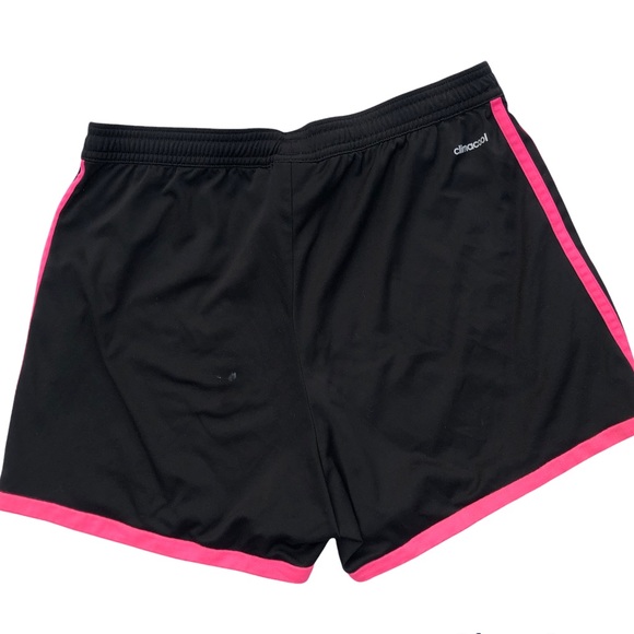 Adidas Small Shorts Athletic Black Pink 3-Stripes Woven Logo CLIMACOOL Running - Picture 2 of 5